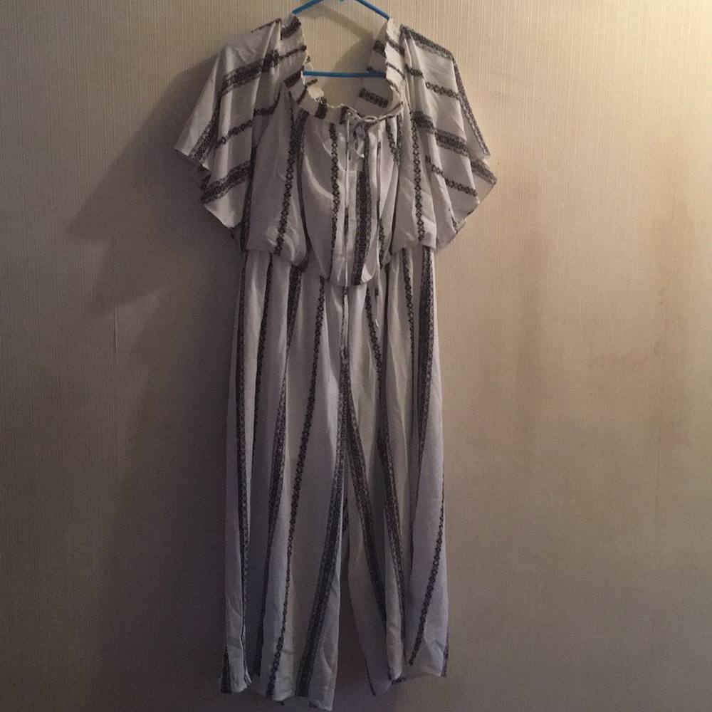 Striped Off The Shoulder Jumpsuit